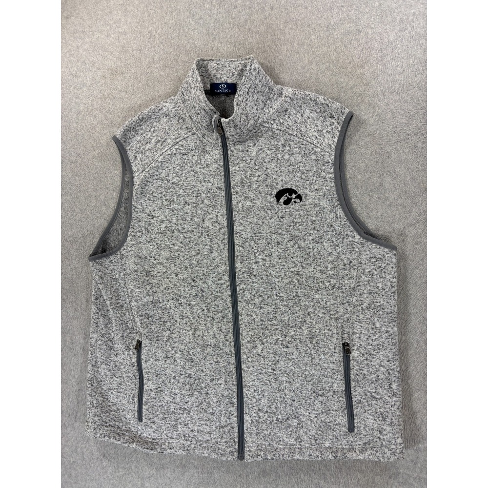 Iowa Hawkeyes Stitched Logo Campus Fleece Jacket Vest (Men's 2XL) Gray